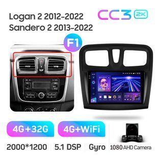 Штатна магнітола Teyes CC3 2K 4+32 Gb Renault Logan 2 2012-2022 Sandero 2 2013-2022 (A) 9" (L1)