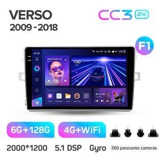 Штатна магнітола Teyes CC3 2k 6+128 Gb 360&deg; Toyota Verso R20 2009-2018 (F1) 9"
