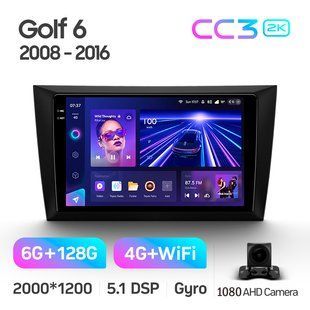 Штатна магнітола Teyes CC3 2k 6+128 Gb Volkswagen Golf 6 2008-2016 9"