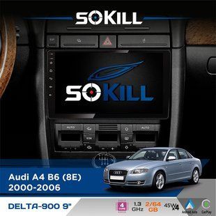Штатна магнітола для Audi A4 B6 (8E) 2000-2006 SoKill DELTA-900 9" Android 4-ядерний 2+64Гб 4x45W бездротовий CarPlay та AndroidAuto