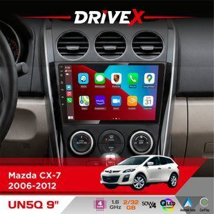 Штатна магнітола для Mazda CX-7 2006-2012 DriveX UN5 QLED 9" Android 4-ядерний 2+32Гб 4x45W бездротовий CarPlay та AndroidAuto
