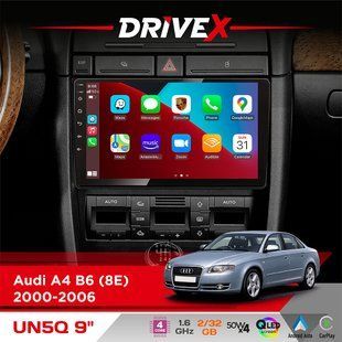 Штатна магнітола для Audi A4 B6 (8E) 2000-2006 DriveX UN5 QLED 9" Android 4-ядерний 2+32Гб 4x45W бездротовий CarPlay та AndroidAuto