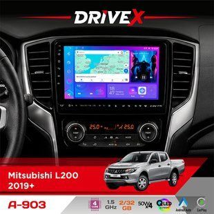 Штатна магнітола для Mitsubishi L200 2019+ DriveX A-903 QLED 9" Android 4-ядерний 2+32Гб 4x50W(TDA7851) бездротовий CarPlay та AndroidAuto