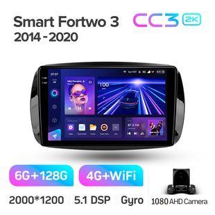 Штатная магнитола Teyes CC3 2K 6+128 Gb Mercedes Benz Smart Fortwo 3 C453 A453 W453 2014-2020 9"