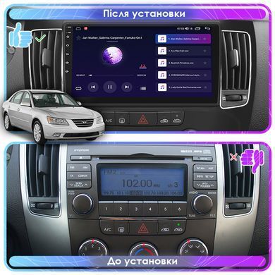 Штатна магнітола Lesko для Hyundai Sonata V (NF) Manual AC 2008-2010 екран 9" 4/64Gb 4G Wi-Fi GPS Top