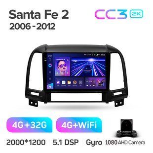 Штатная магнитола Teyes CC3 2K 4+32 Gb Hyundai Santa Fe 2 2006-2012 9"