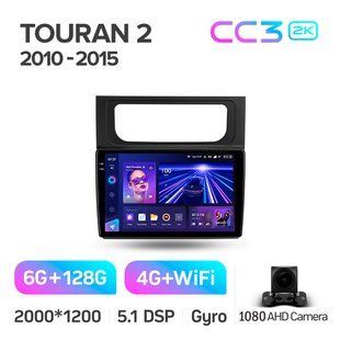 Штатная магнитола Teyes CC3 2K 6+128 Gb Volkswagen Touran 2 1T 2010-2015 10"