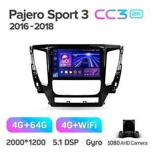 Штатная магнитола Teyes CC3 2K 4+64 Gb Mitsubishi Pajero Sport 3 2016-2018 9"