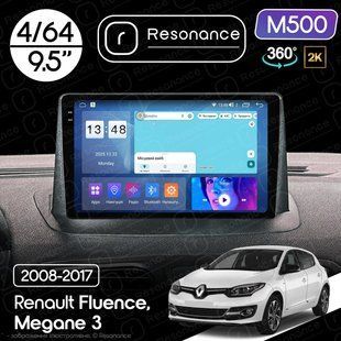 Магнітола Renault Fluence (2009-2017) Resonance M500 4/64, 2K 9.5" 360 QLED