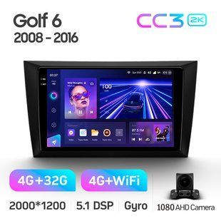 Штатна магнітола Teyes CC3 2k 4+32 Gb Volkswagen Golf 6 2008-2016 9"