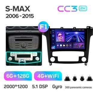 Штатна магнітола Teyes CC3 2k 6+128 Gb 360&deg; Ford S-MAX 1 2006-2015 (F1) 9"