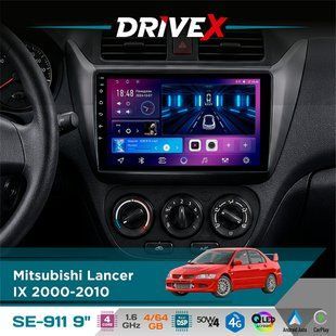 Штатна магнітола для Mitsubishi Lancer IX 2000-2010 DriveX SE-911 4+64Гб QLED 9" Android 4-ядерний 4x50W(TDA7851) DSP бездротовий CarPlay та AndroidAuto