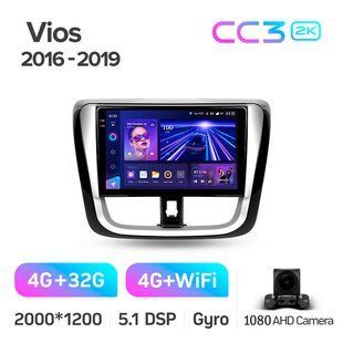 Штатна магнітола Teyes CC3 2K 4+32 Gb Toyota Vios Yaris L 2016-2019 10"
