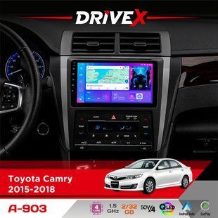 Штатна магнітола для Toyota Camry 2015-2018 DriveX A-903 QLED 9" Android 4-ядерний 2+32Гб 4x50W(TDA7851) бездротовий CarPlay та AndroidAuto
