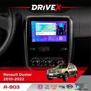 Штатна магнітола для Renault Duster 2010-2022 DriveX A-903 QLED 9" Android 4-ядерний 2+32Гб 4x50W(TDA7851) бездротовий CarPlay та AndroidAuto