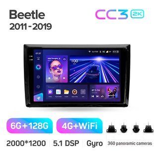 Штатна магнітола Teyes CC3 2K 6+128 Gb 360&deg; Volkswagen Beetle A5 2011-2019 9"