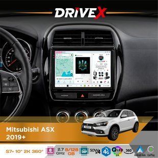 Штатна магнітола для Mitsubishi ASX 2019+ DriveX S7+ 2K QLED 10" Android 8-ядерний 2.7ГГц 8x128Гб SIM-картка 3G/4G AK7808 AB 4x50W 360&deg; DSP AK7739 VELVET бездротовий CarPlay та AndroidAuto