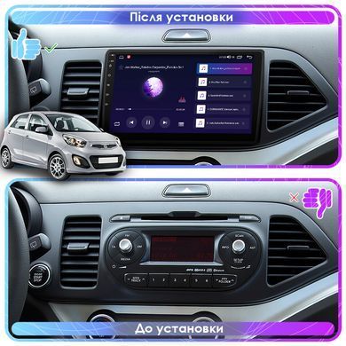 Штатная магнитола Lesko для Kia Picanto II 2011-2015 экран 9" 4/64Gb 4G Wi-Fi GPS Top