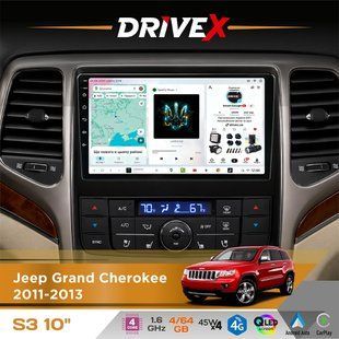 Штатна магнітола для Dodge Durango 2011-2013 DriveX S3 QLED 10" Android 8-ядерний 1.6ГГц 4x64Гб SIM-картка 3G/4G 7388 4x45W ASP TM2313 бездротовий CarPlay та AndroidAuto