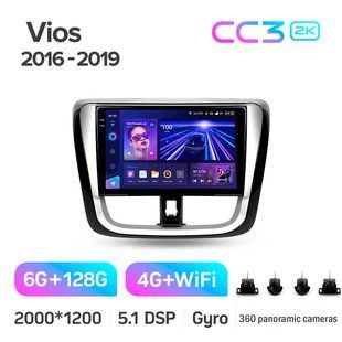 Штатная магнитола Teyes CC3 2K 6+128 Gb 360&deg; Toyota Vios Yaris L 2016-2019 10"