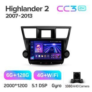 Штатна магнітола Teyes CC3 2K 6+128 Gb Toyota Highlander 2 XU40 2007-2013 (F2) 10" (L1)