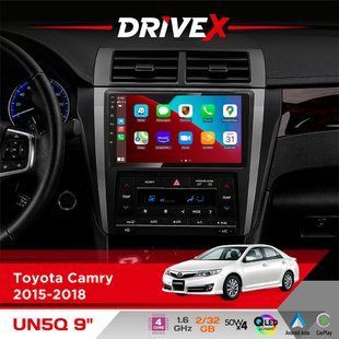 Штатна магнітола для Toyota Camry 2015-2018 DriveX UN5 QLED 9" Android 4-ядерний 2+32Гб 4x45W бездротовий CarPlay та AndroidAuto