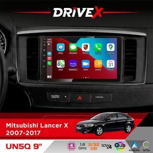 Штатна магнітола для Mitsubishi Lancer X 2007-2017 DriveX UN5 QLED 9" Android 4-ядерний 2+32Гб 4x45W бездротовий CarPlay та AndroidAuto