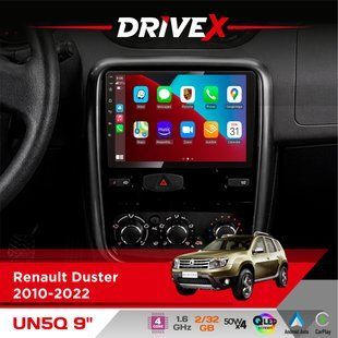 Штатна магнітола для Renault Duster 2010-2022 DriveX UN5 QLED 9" Android 4-ядерний 2+32Гб 4x45W бездротовий CarPlay та AndroidAuto