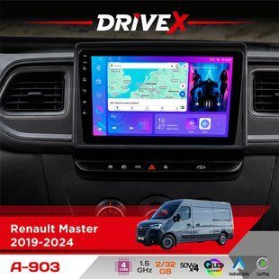 Штатна магнітола для Renault Master 2019-2024 DriveX A-903 QLED 9" Android 4-ядерний 2+32Гб 4x50W(TDA7851) бездротовий CarPlay та AndroidAuto