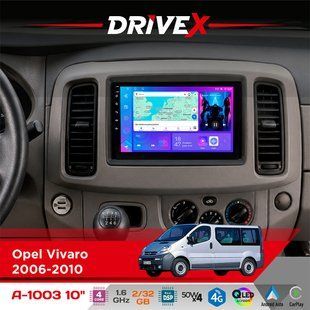 Штатна магнітола для Nissan Primastar 2006-2014 DriveX A-1003 QLED 10" Android 2+32Гб 4-ядерний 4x50W(TDA7851) бездротовий CarPlay та AndroidAuto