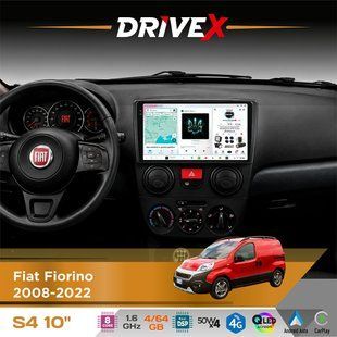 Штатна магнітола для Fiat Fiorino 2008-2022 DriveX S4 QLED 10" Android 8-ядерний 1.6ГГц 4x64Гб SIM-картка 3G/4G TDA7851 4x50W DSP AK7604 бездротовий CarPlay та AndroidAuto