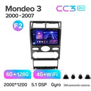 Штатна магнітола Teyes CC3 2K 6+128 Gb 360 Ford Mondeo 3 2000-2007 (F1) 9"