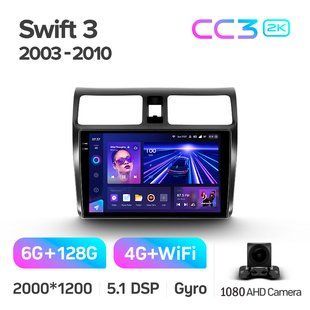 Штатна магнітола Teyes CC3 2K 6+128 Gb Suzuki Swift 3 2003-2010 10"
