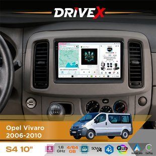 Штатна магнітола для Nissan Primastar 2006-2014 DriveX S4 QLED 10" Android 8-ядерний 1.6ГГц 4x64Гб SIM-картка 3G/4G TDA7851 4x50W DSP AK7604 бездротовий CarPlay та AndroidAuto