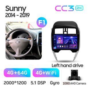 Штатная магнитола Teyes CC3 2K 4+64 Gb Nissan Sunny (Left hand drive) 2014-2019 (F1) 10"