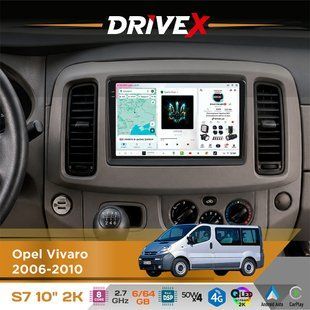 Штатна магнітола для Nissan Primastar 2006-2014 DriveX S7 2K QLED 10" Android 8-ядерний 2.7ГГц 6x64Гб SIM-картка 3G/4G AK7808 AB 4x50W DSP AK7739 VELVET бездротовий CarPlay та AndroidAuto