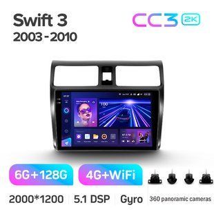 Штатна магнітола Teyes CC3 2K 6+128 Gb 360&deg; Suzuki Swift 3 2003-2010 10"