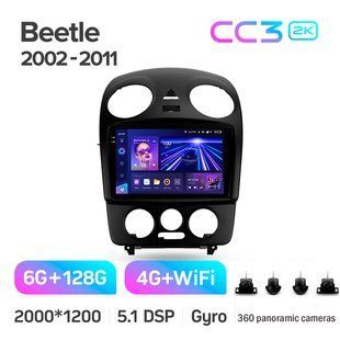Штатная магнитола Teyes CC3 2K 6+128 Gb 360&deg; Volkswagen Beetle A4 2002 - 2011 9"