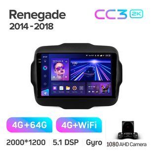 Штатна магнітола Teyes CC3 2K 4+64 Gb Jeep Renegade 2014-2018 9"
