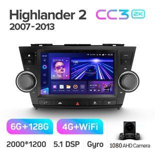 Штатна магнітола Teyes CC3 2K 6+128 Gb Toyota Highlander 2 XU40 2007-2013 9"