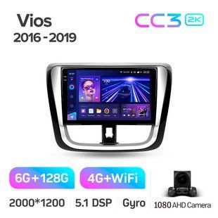Штатна магнітола Teyes CC3 2K 6+128 Gb Toyota Vios Yaris L 2016-2019 10"