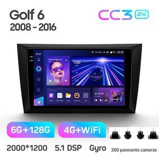 Штатна магнітола Teyes CC3 2k 6+128 Gb 360&deg; Volkswagen Golf 6 2008-2016 9"