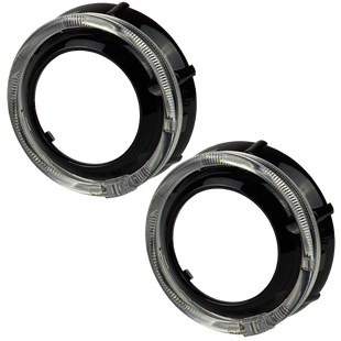 Маска декоративна для автомобільних фар DriveX MS A-105 3.0" Black White+Yellow з вбудованою підсвіткою