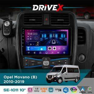 Штатна магнітола для Renault Master 2010-2019 DriveX SE-1011 QLED 10" Android 4-ядерний 4+64Гб DSP 4x50W(TDA7851) бездротовий CarPlay та AndroidAuto