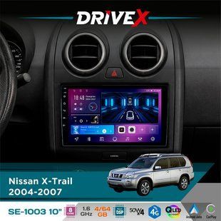 Штатна магнітола для Nissan X-Trail 2004-2007 DriveX SE-1003 QLED 10" Android 8-ядерний 4+64Гб SIM-картка 3G/4G DSP 4x50W(TDA7851) бездротовий CarPlay та AndroidAuto