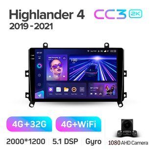 Штатная магнитола Teyes CC3 2K 4+32 Gb Toyota Highlander 4 XU70 2019-2021 9"