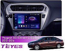 Штатна магнітола Teyes CC3 2k 4+32 Gb Peugeot 301, Citroen C-Elysee (1 Din) 2012-2016 (F2) 9"