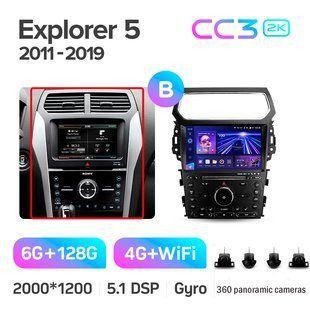 Штатна магнітола Teyes CC3 2K 6+128 Gb 360&deg; Ford Explorer 5 2011 - 2019 (A) 10" (L3)