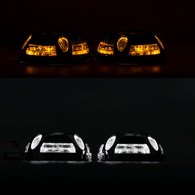 Маска декоративна для автомобільних фар DriveX MS A-106 3.0" Black White+Yellow з вбудованою підсвіткою