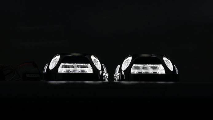 Маска декоративна для автомобільних фар DriveX MS A-106 3.0" Black White+Yellow з вбудованою підсвіткою